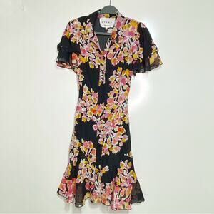 Dyvna Print Silk Shirtdress in Pink Floral Bouquet with Braided Belt 10